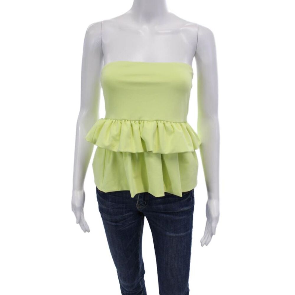 Susana Monaco Women's Ruffle Tiered Tube Top Blouse Lime Green Size M